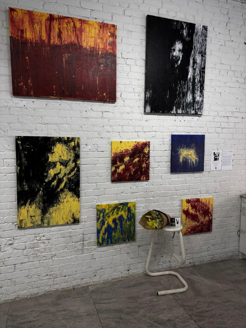 Andrada's wall at RCHIVE's Art Gallery show, June 2026: seven works, all from 2026.
