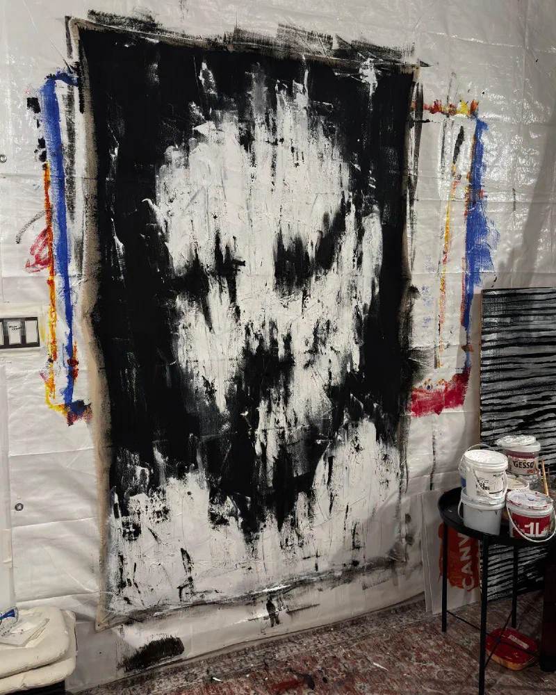 Despair (2026), finished, on the studio wall.