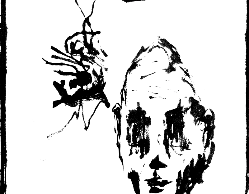 An ink drawing of a face, July 2026.